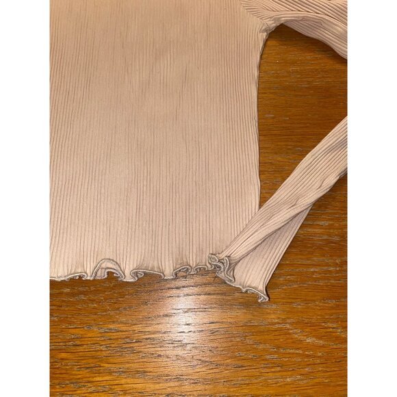 Ruffle Neck Ribbed Long Sleeve Top - Picture 3 of 3